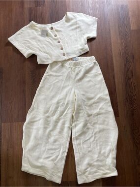 Free People Beach Cream Textured Sweater Set